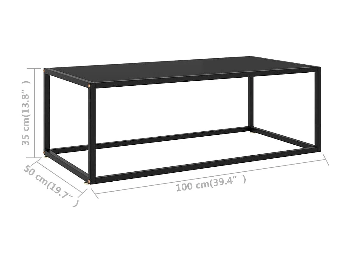 Mesa de centro 100x50x35 cm vidro preto