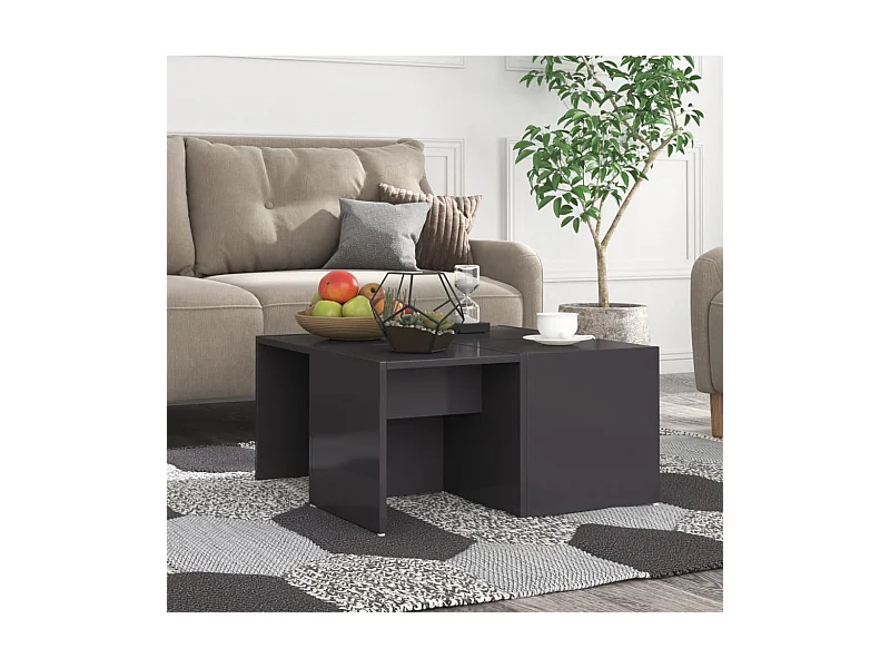 Tables basses 4 pcs gris brillant 33x33x33 cm bois d'ingénierie