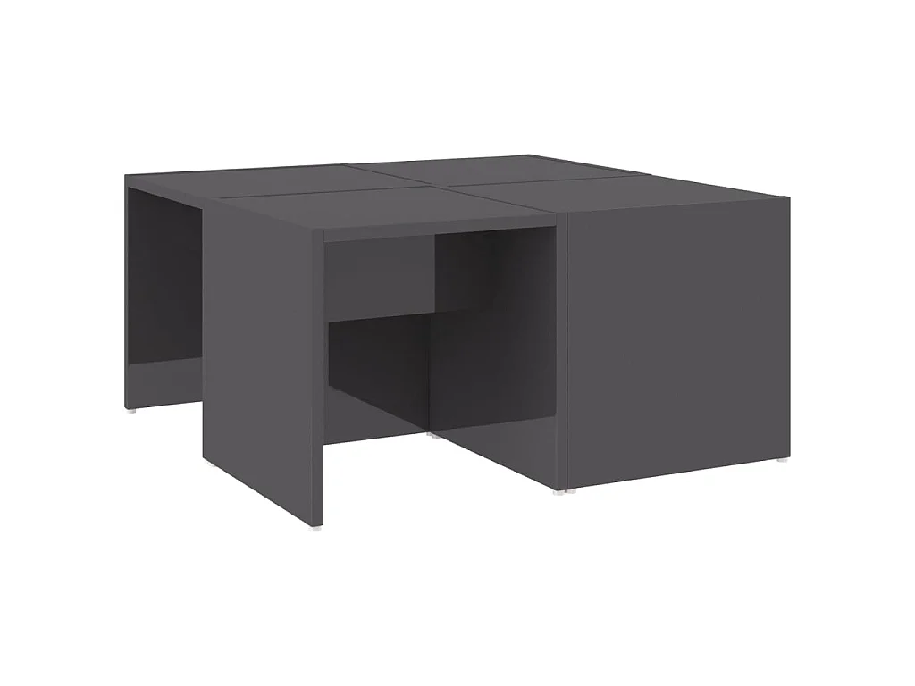Salontafels 4 st 33x33x33 cm bewerkt hout hoogglans grijs
