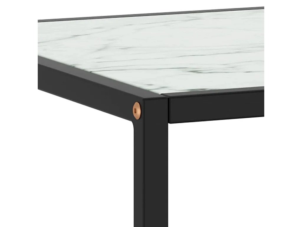 Table basse Noir avec verre marbre blanc 90x90x50 cm