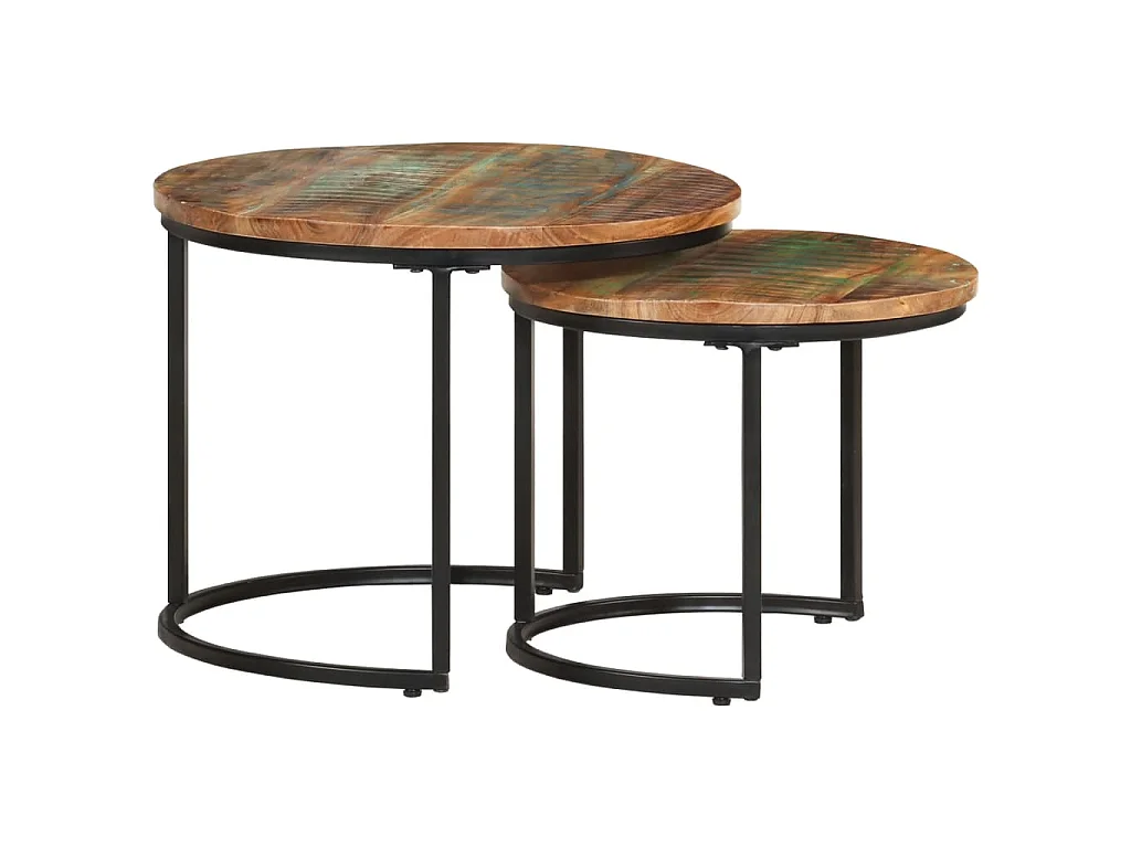 Mesas de encastrar 2 pcs madeira recuperada maciça