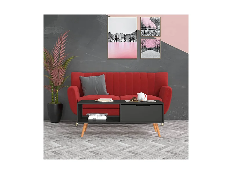 Tavolino da Salotto Grigio 100x49,5x43 cm in Legno Multistrato