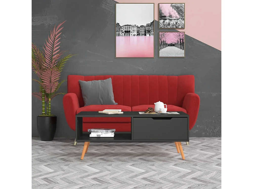 Tavolino da Salotto Grigio 100x49,5x43 cm in Legno Multistrato