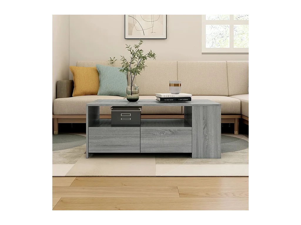 Table basse sonoma gris 102x55x42 cm bois d'ingénierie