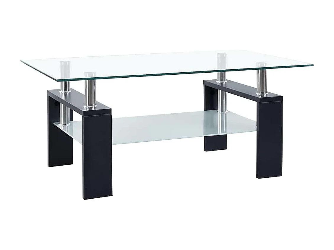 Table basse Noir et transparent 95x55x40 cm Verre trempé