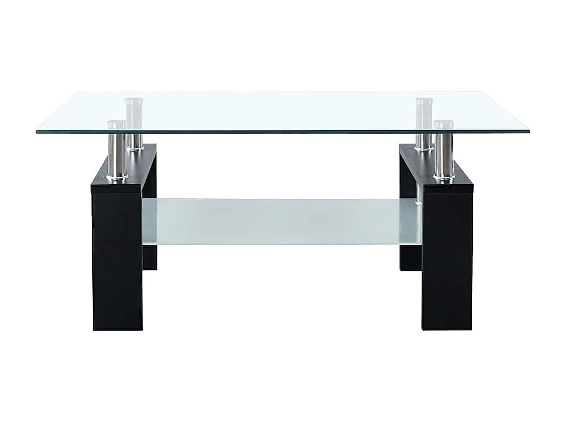 Table basse Noir et transparent 95x55x40 cm Verre trempé