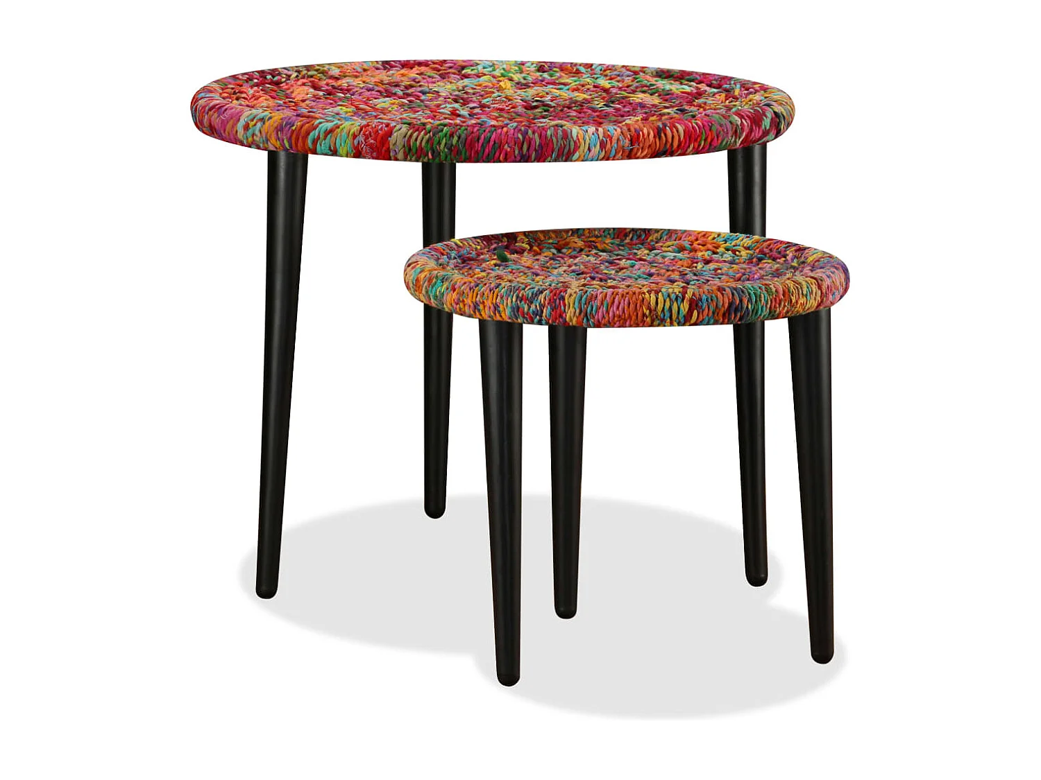 Juego de mesas de centro con detalles chindi 2 uds multicolor