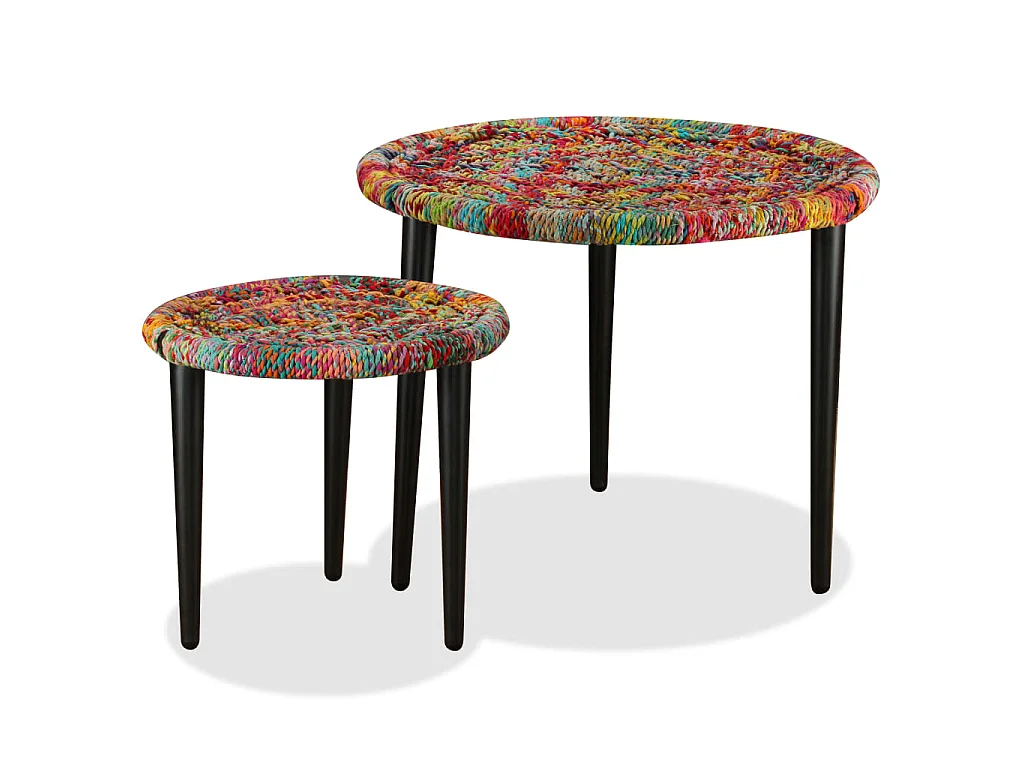 Juego de mesas de centro con detalles chindi 2 uds multicolor