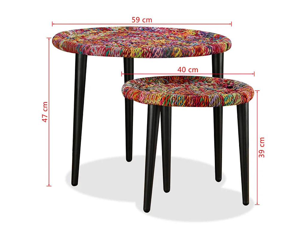 Juego de mesas de centro con detalles chindi 2 uds multicolor