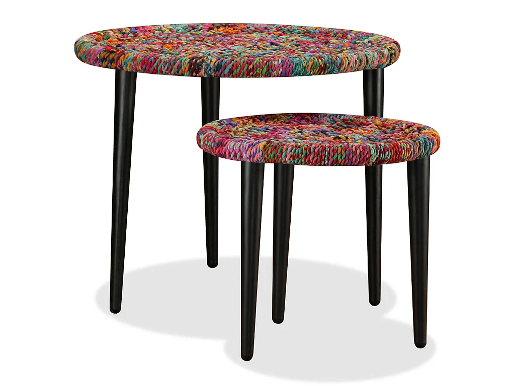 Juego de mesas de centro con detalles chindi 2 uds multicolor