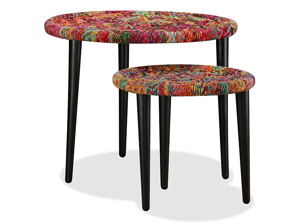 Juego de mesas de centro con detalles chindi 2 uds multicolor