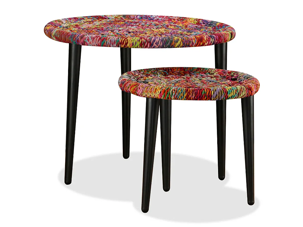 Juego de mesas de centro con detalles chindi 2 uds multicolor