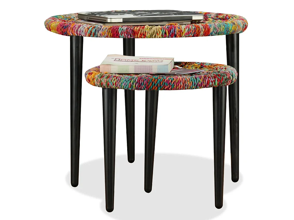 Juego de mesas de centro con detalles chindi 2 uds multicolor