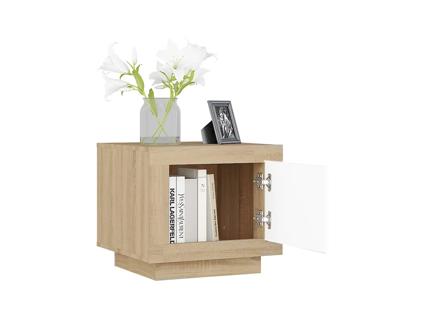 Mesa de centro madera de ingeniería blanco y Sonoma 51x50x45 cm