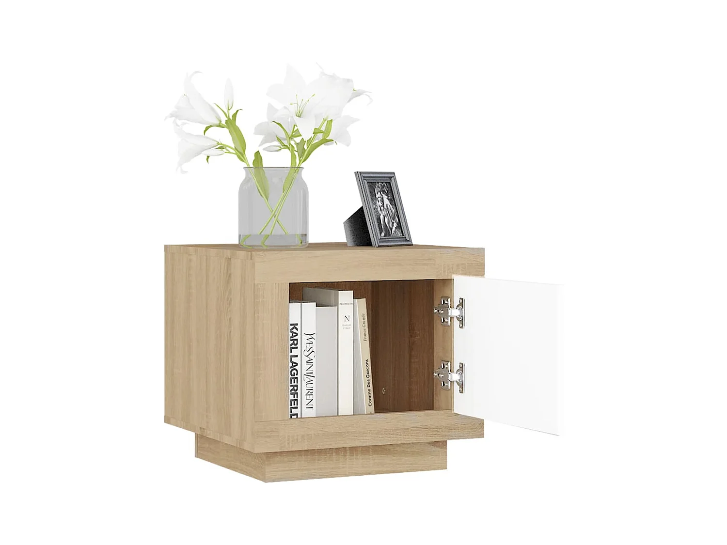 Mesa de centro madera de ingeniería blanco y Sonoma 51x50x45 cm