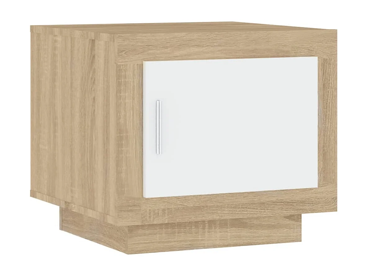 Couchtisch Weiß und Sonoma-Eiche 51x50x45 cm Holzwerkstoff
