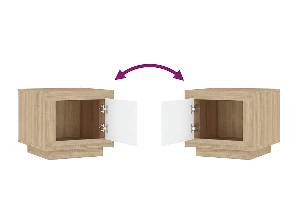 Table basse blanc et chêne sonoma 51x50x45 cm bois d'ingénierie