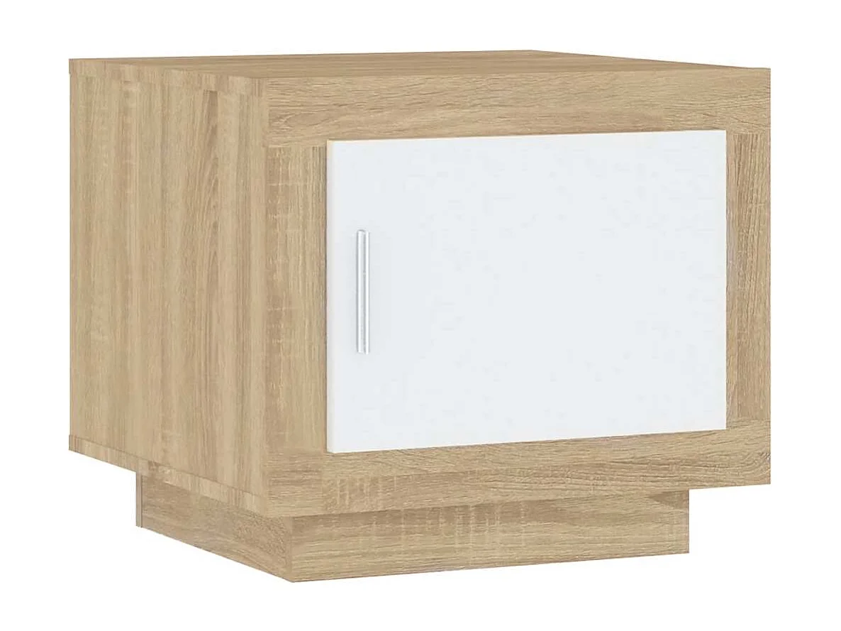 Table basse blanc et chêne sonoma 51x50x45 cm bois d'ingénierie