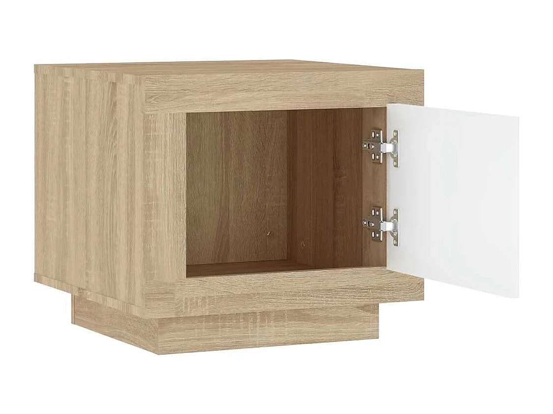 Table basse blanc et chêne sonoma 51x50x45 cm bois d'ingénierie
