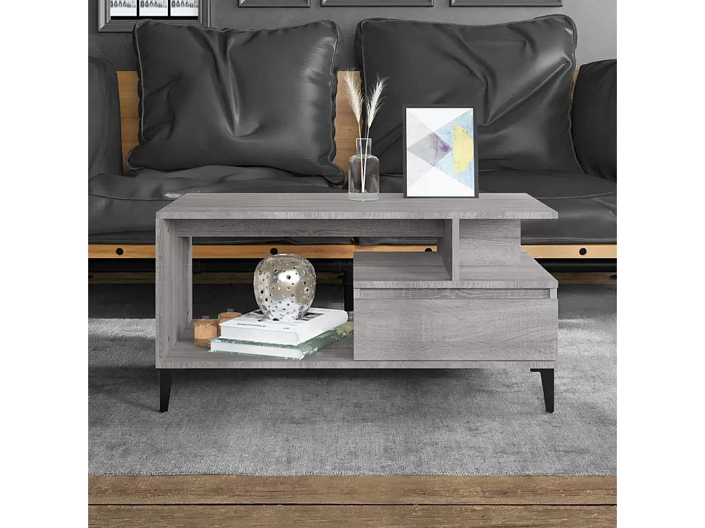 Table basse Sonoma gris 90x49x45 cm Bois d'ingénierie