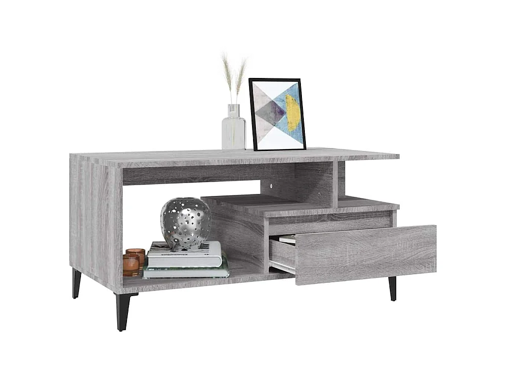 Salontafel 90x49x45 cm bewerkt hout grijs sonoma