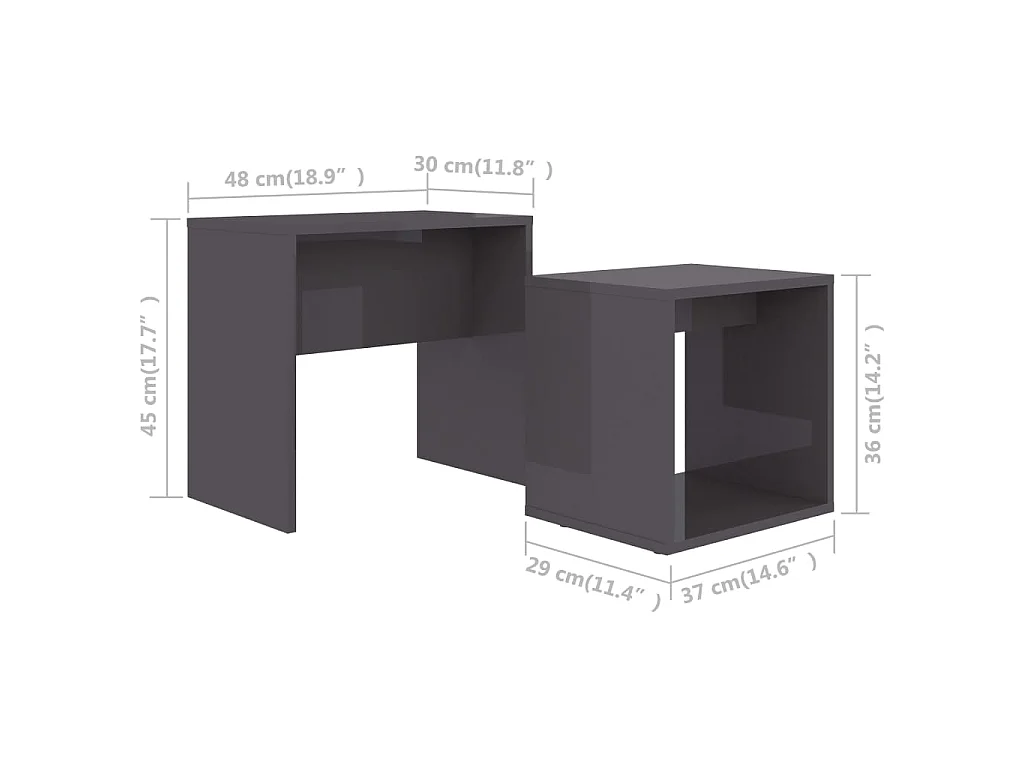 Ensemble de table basse Gris brillant Bois d'ingénierie