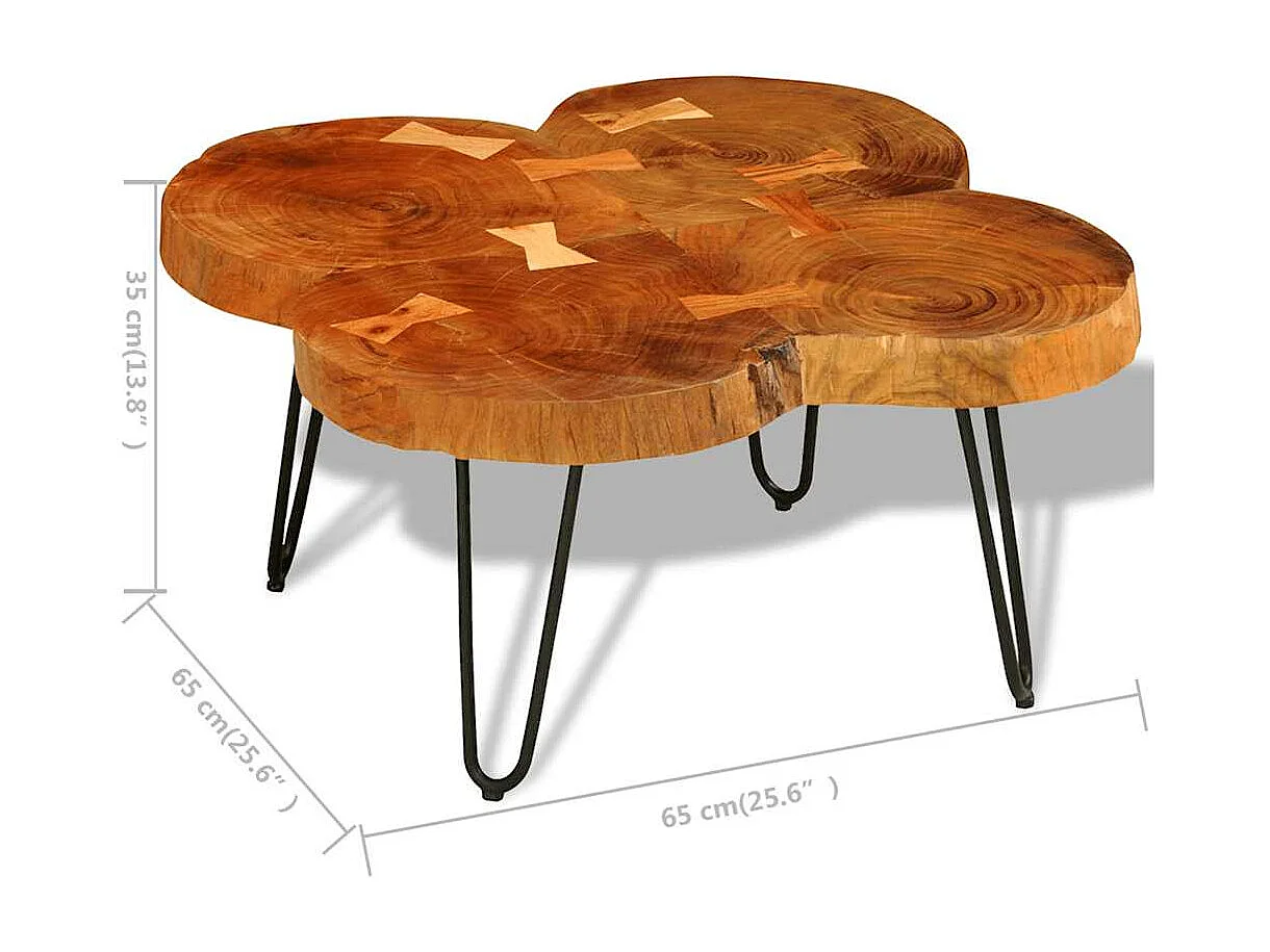 Salontafel 4 boomstammen 35 cm massief acaciahout