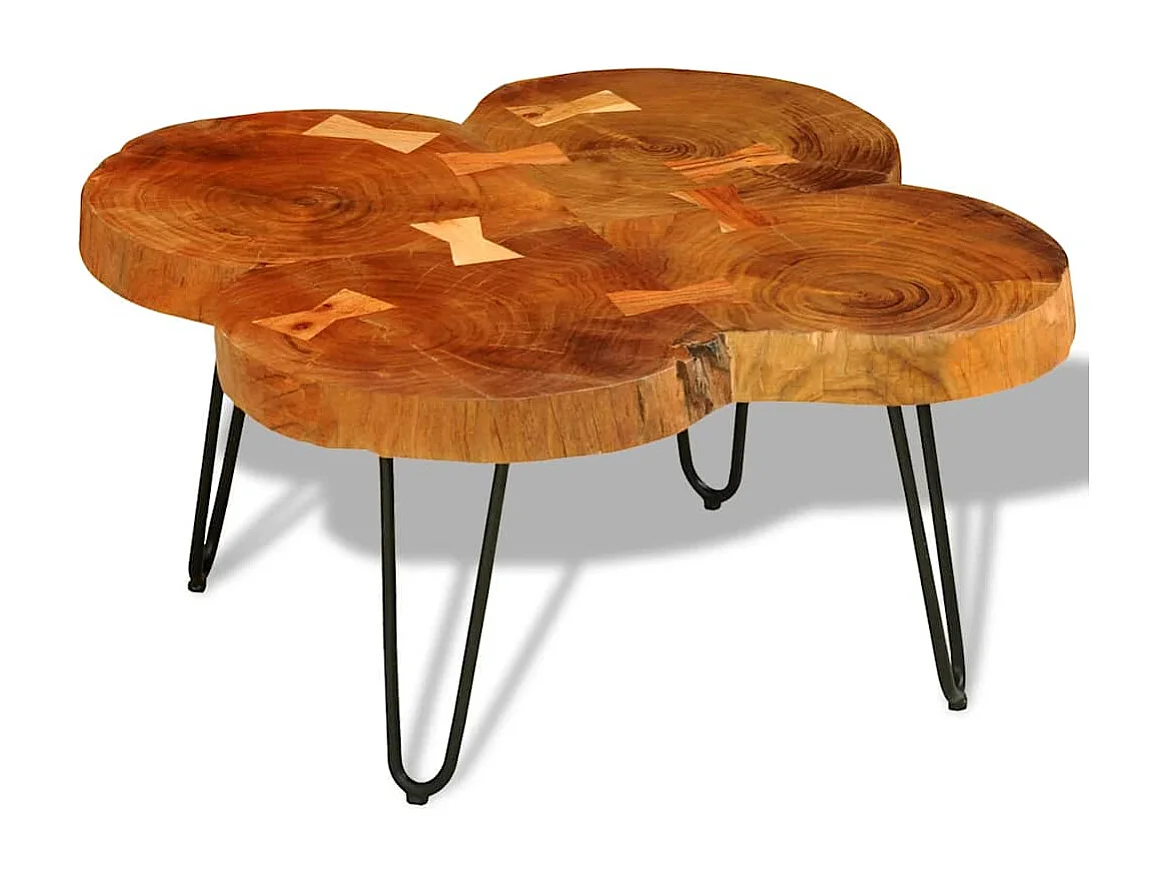 Mesa de centro 35 cm 4 troncos madeira de acácia sólida