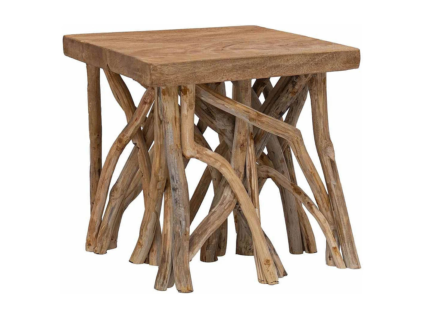 Table basse en rondin 40x40x40 cm bois de récupération mélangé