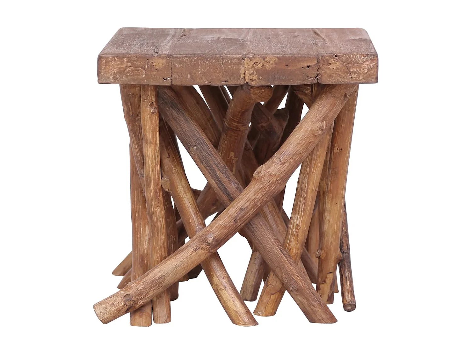 Table basse en rondin 40x40x40 cm bois de récupération mélangé