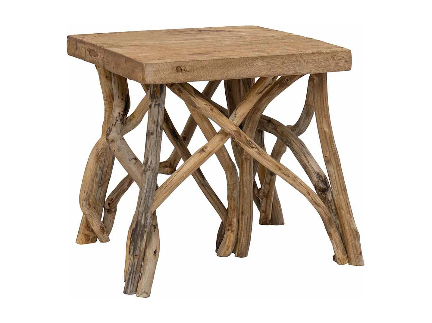 Table basse en rondin 40x40x40 cm bois de récupération mélangé