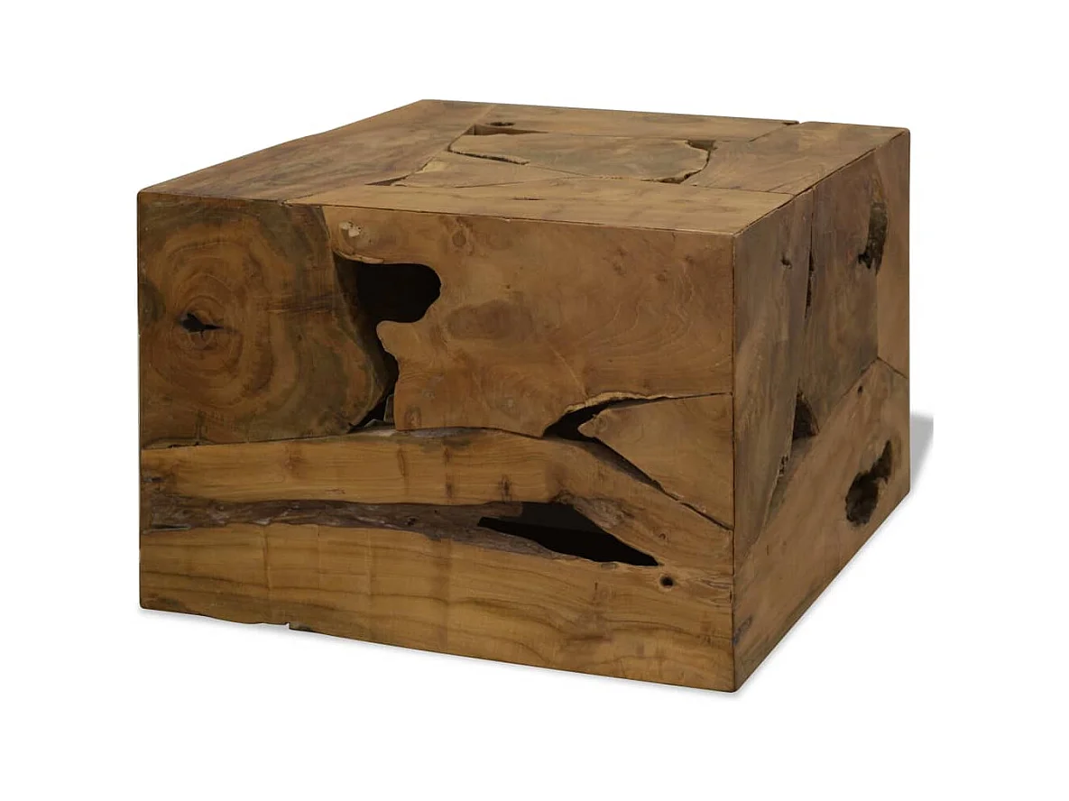 Tavolino da Caffè in Autentico Legno di Teak 50x50x35cm Marrone