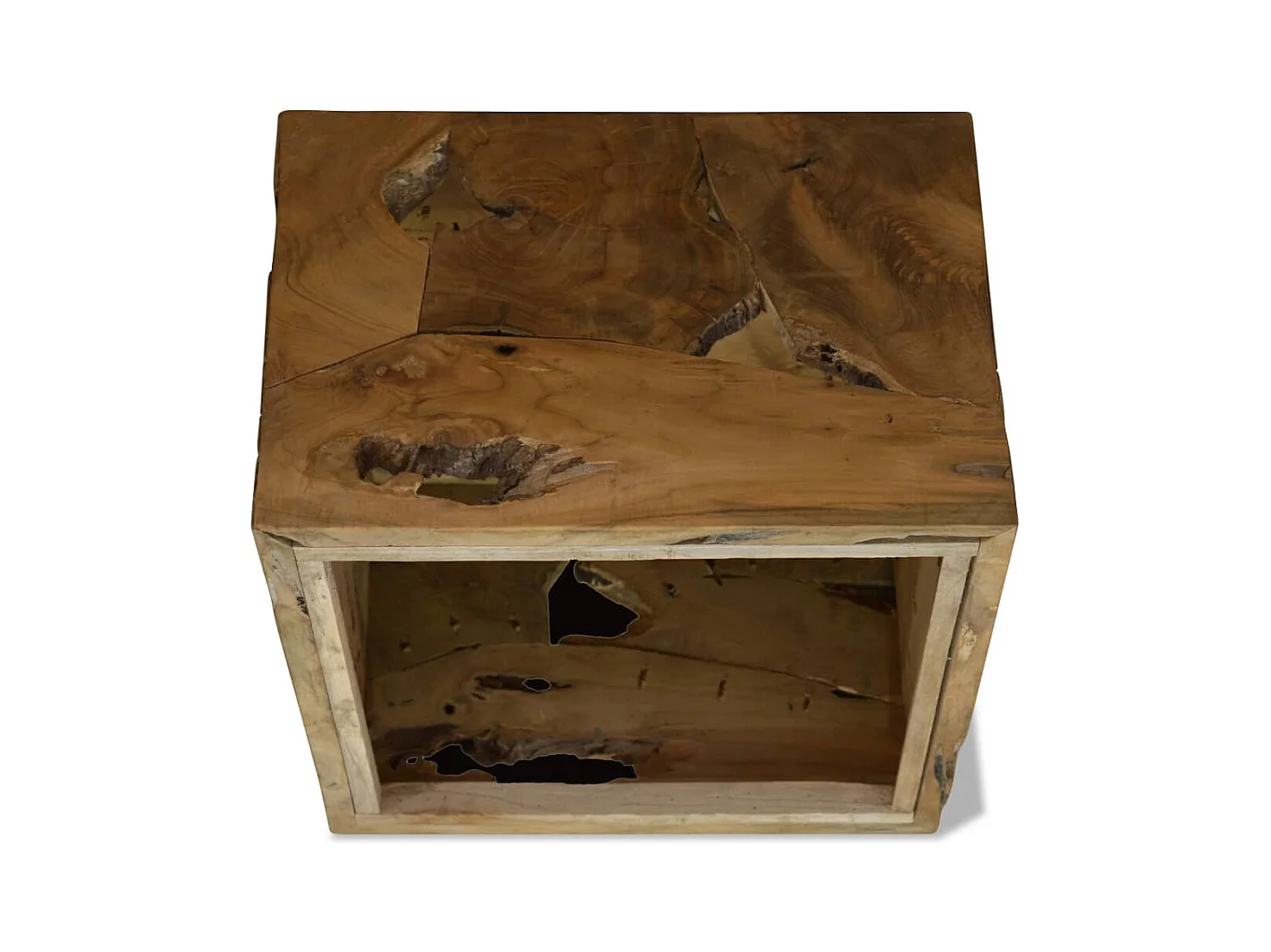 Tavolino da Caffè in Autentico Legno di Teak 50x50x35cm Marrone