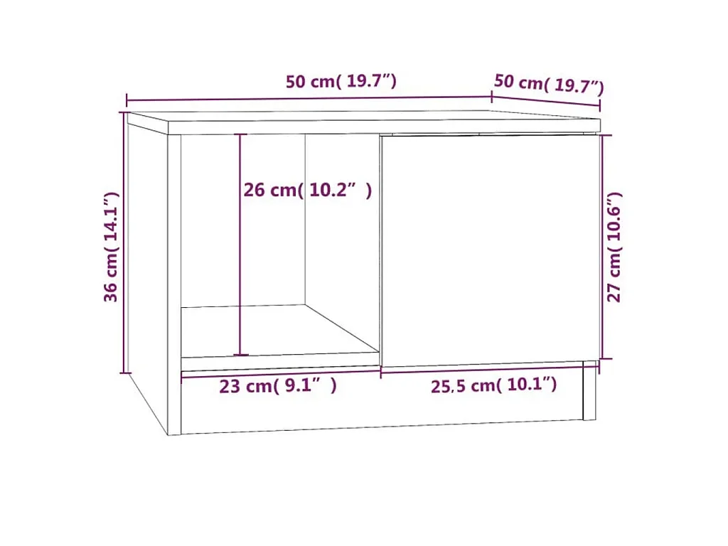 Salontafel 50x50x36 cm bewerkt hout wit