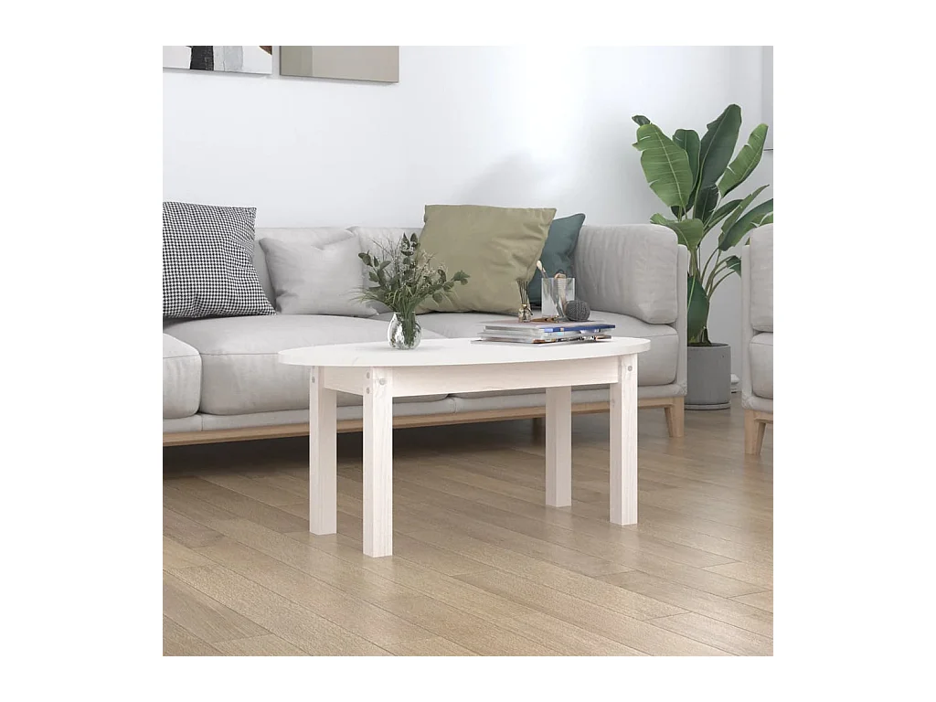 Table basse Blanc 80x40x35 cm Bois massif de pin
