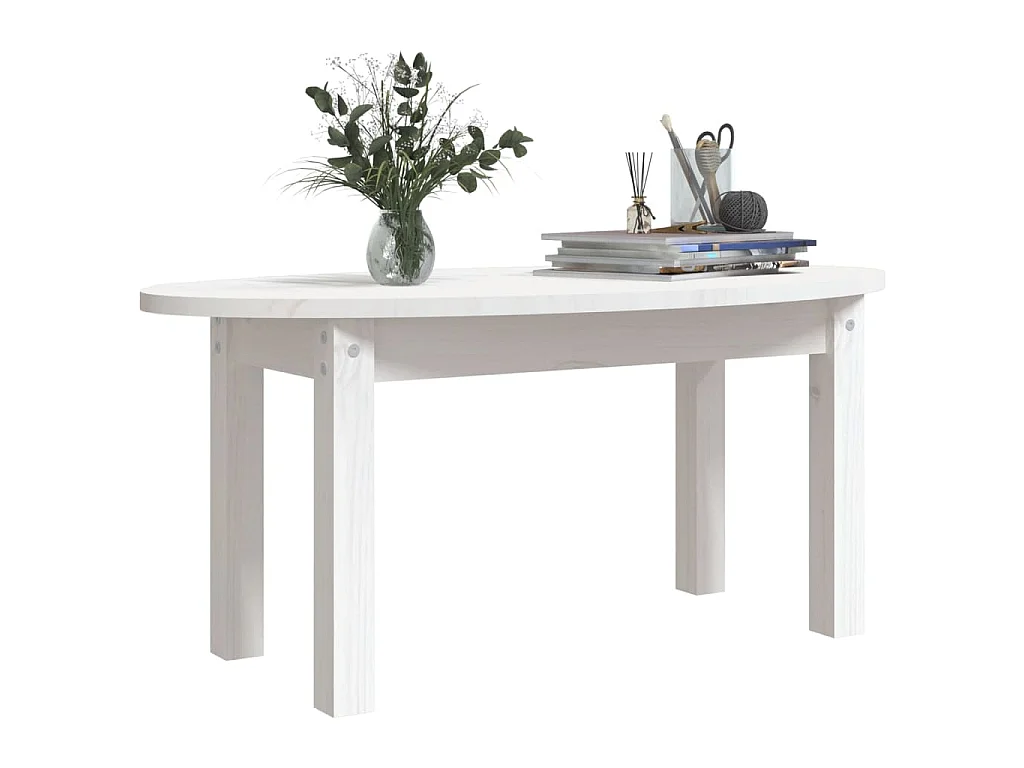Table basse Blanc 80x40x35 cm Bois massif de pin