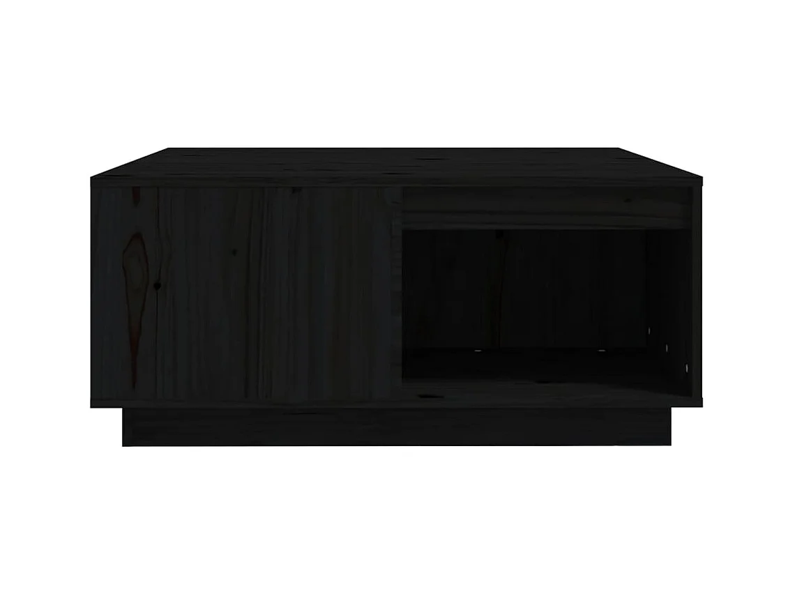 Tavolino da Salotto Nero 80x81x36,5 cm Legno Massello di Pino