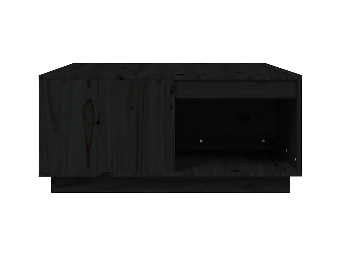 Tavolino da Salotto Nero 80x81x36,5 cm Legno Massello di Pino