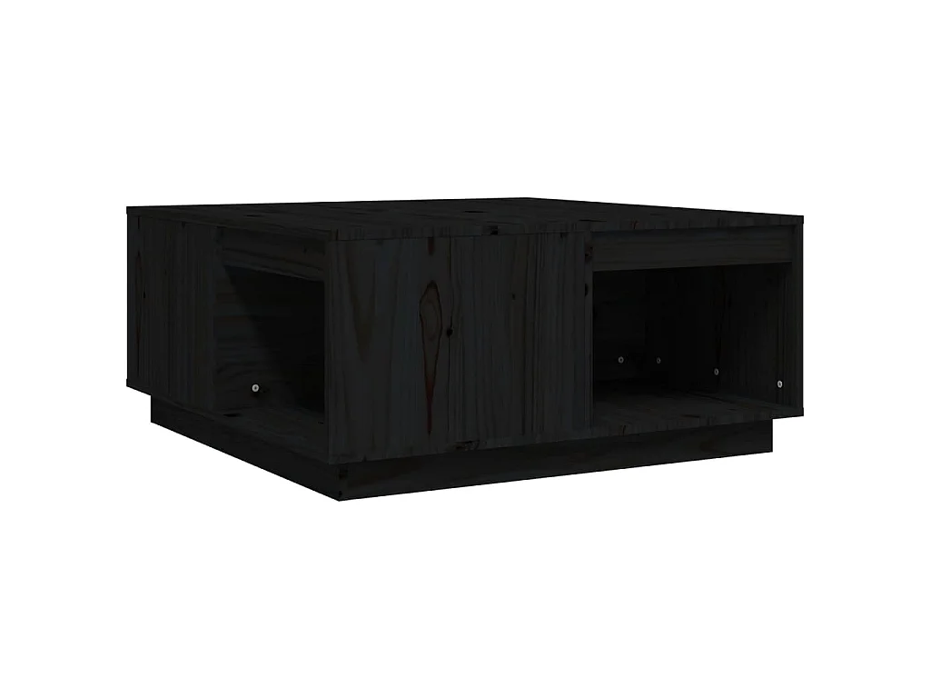 Couchtisch Schwarz 80x81x36,5 cm Massivholz Kiefer