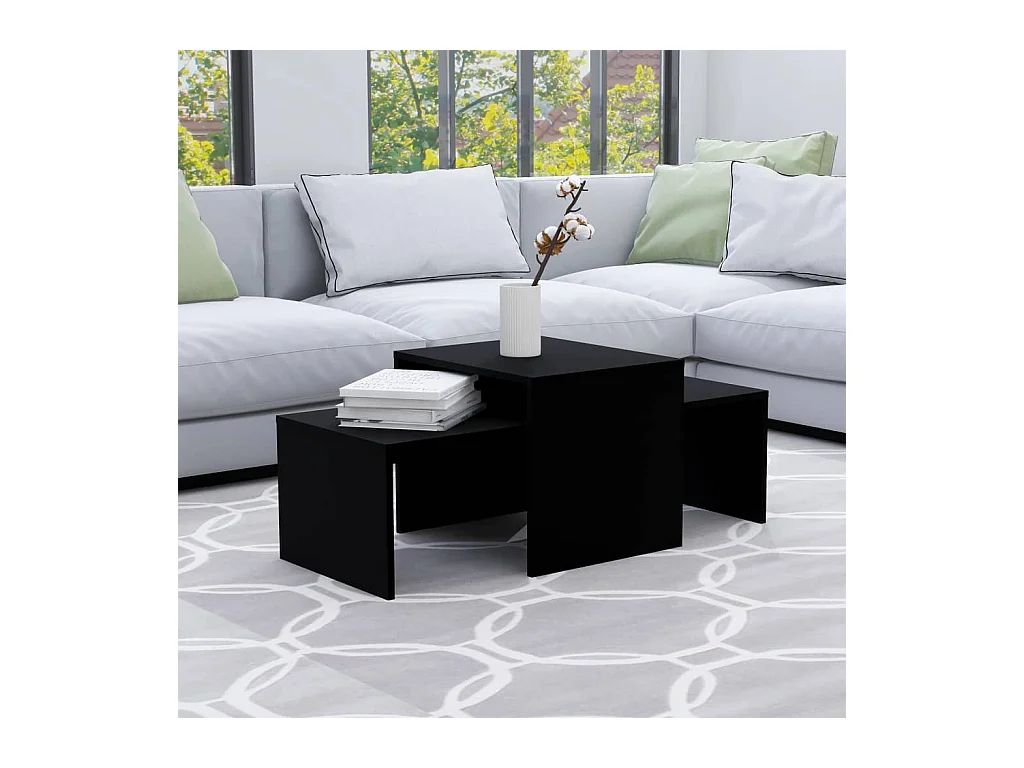 Salontafelset 100x48x40 cm bewerkt hout zwart