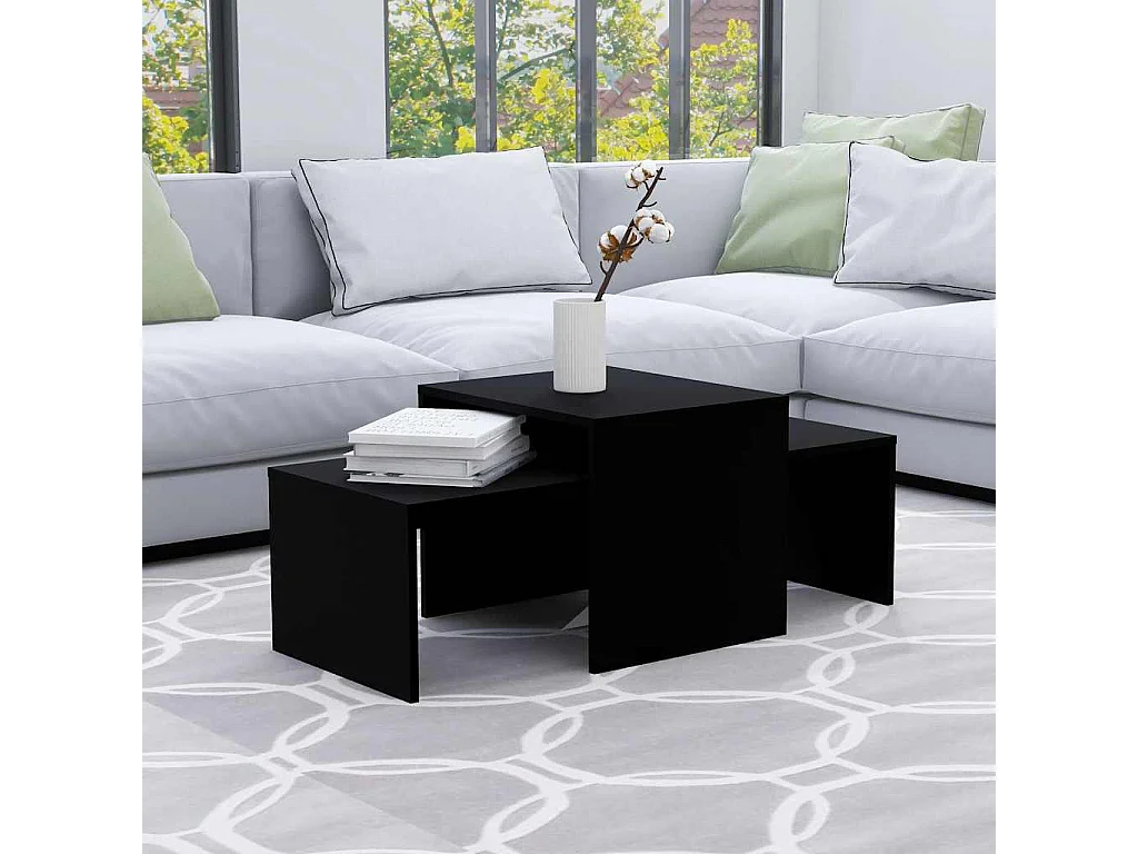 Ensemble de tables basses Noir 100x48x40 cm bois d’ingénierie