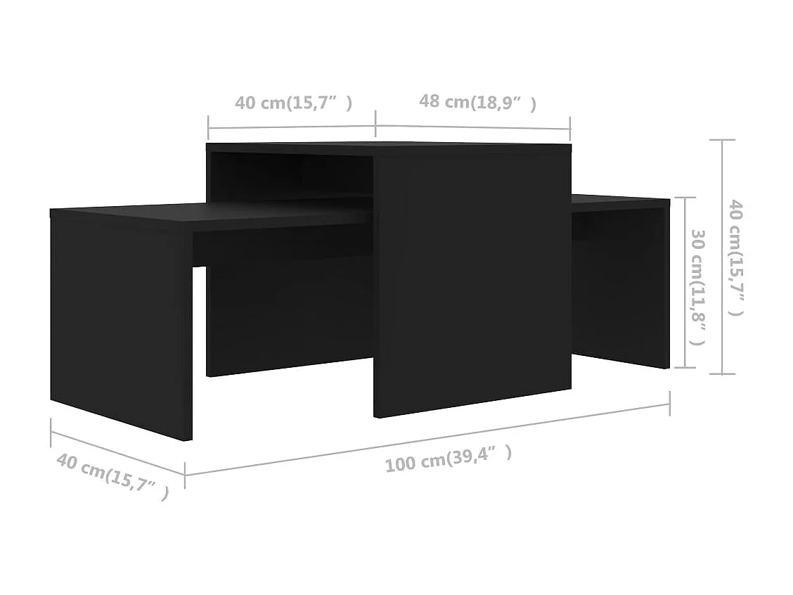 Ensemble de tables basses Noir 100x48x40 cm bois d’ingénierie