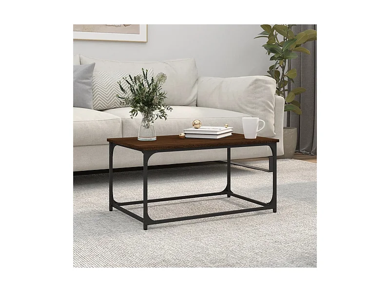 Couchtisch Braun Eichen-Optik 80x50x40 cm Holzwerkstoff Eisen
