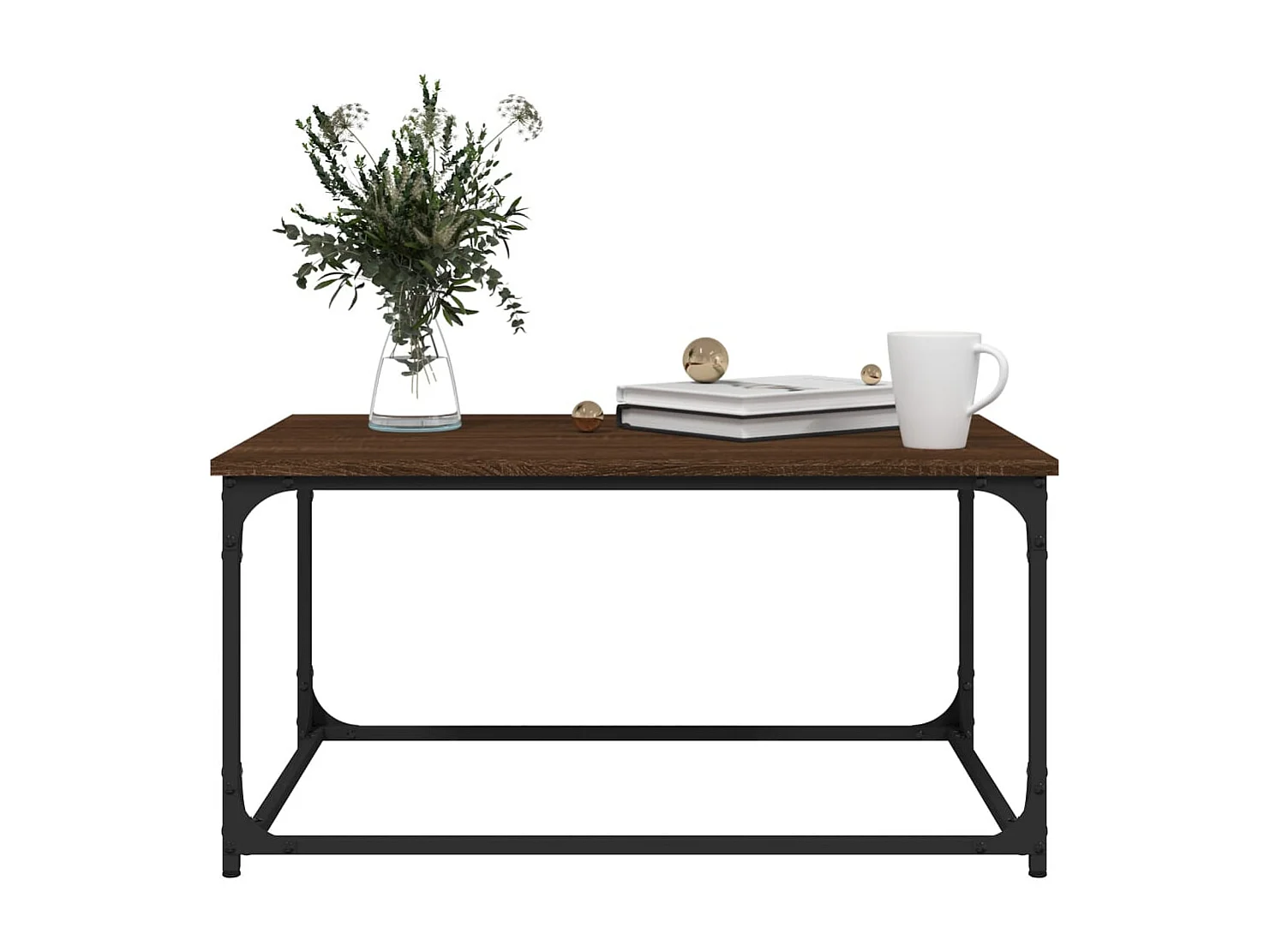 Table basse Chêne marron 80x50x40 cm Bois d'ingénierie et fer