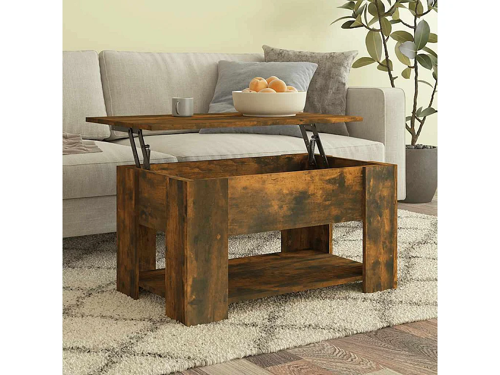 Salontafel 79x49x41 cm bewerkt hout gerookt eikenkleurig