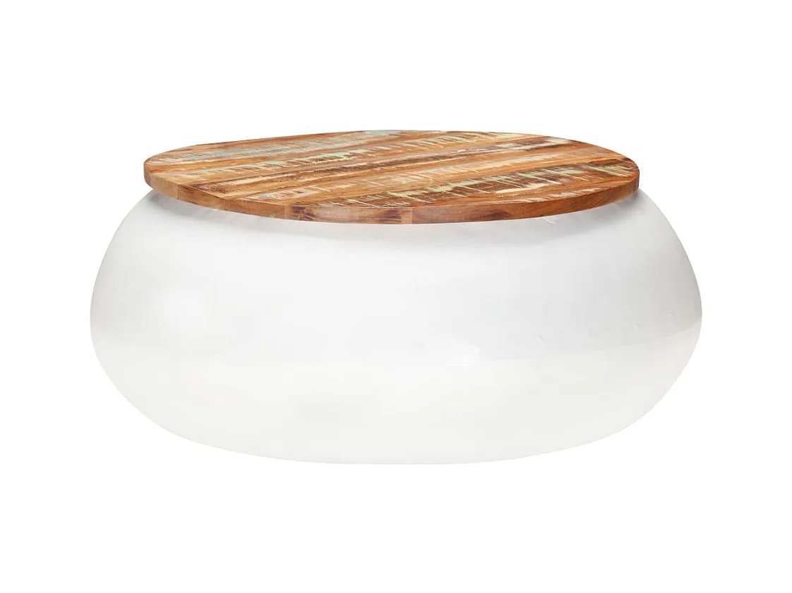 Tavolino da Salotto Bianco 68x68x30 cm Legno di Recupero