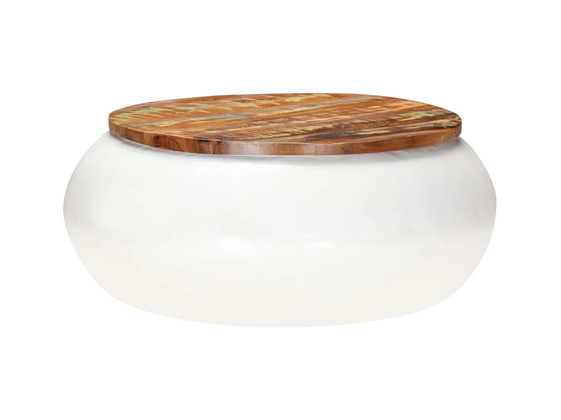 Tavolino da Salotto Bianco 68x68x30 cm Legno di Recupero