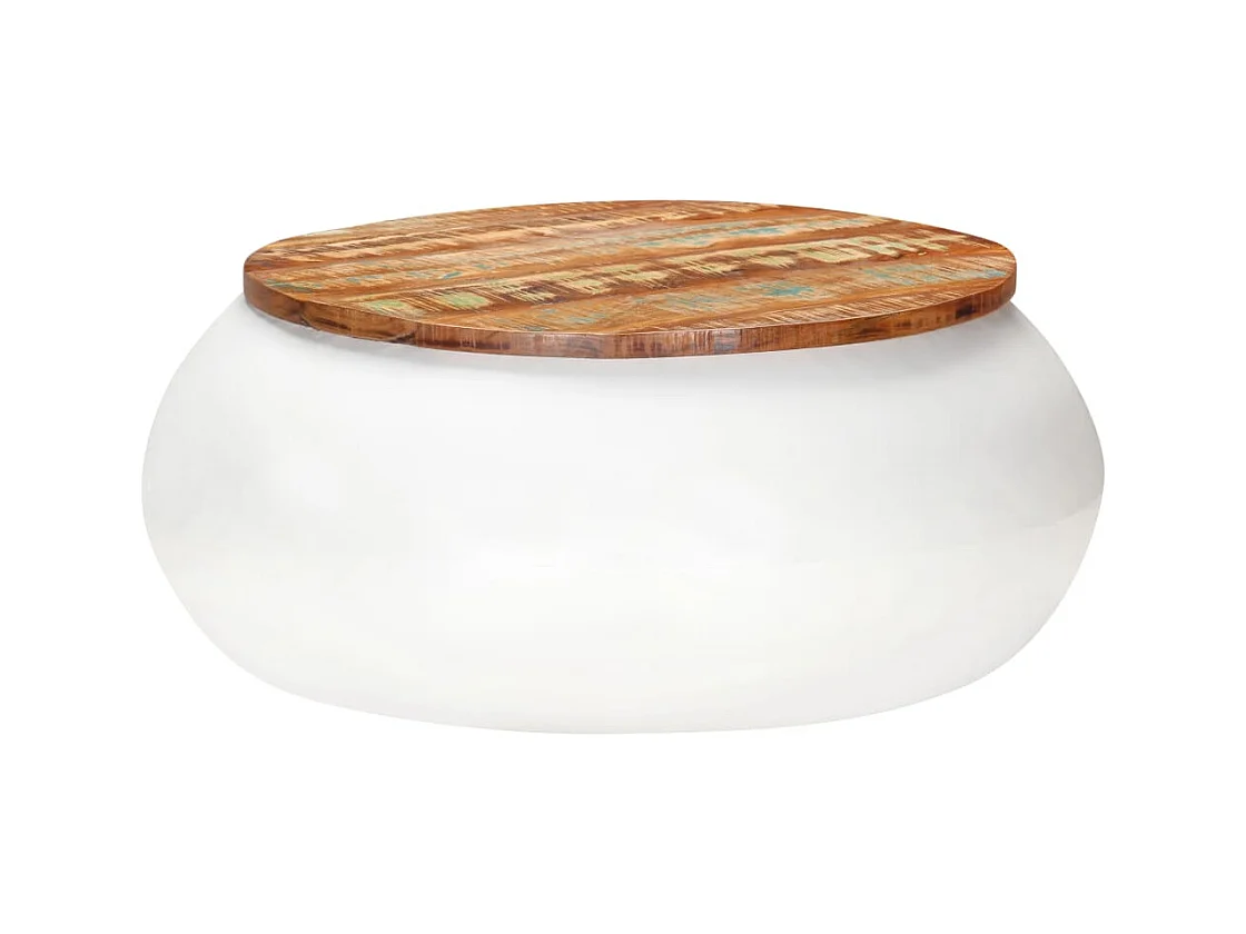 Table basse Blanc 68x68x30 cm Bois de récupération solide