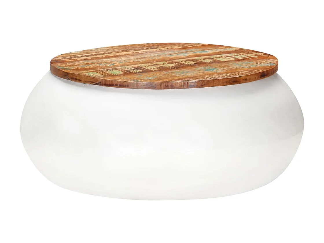 Table basse Blanc 68x68x30 cm Bois de récupération solide