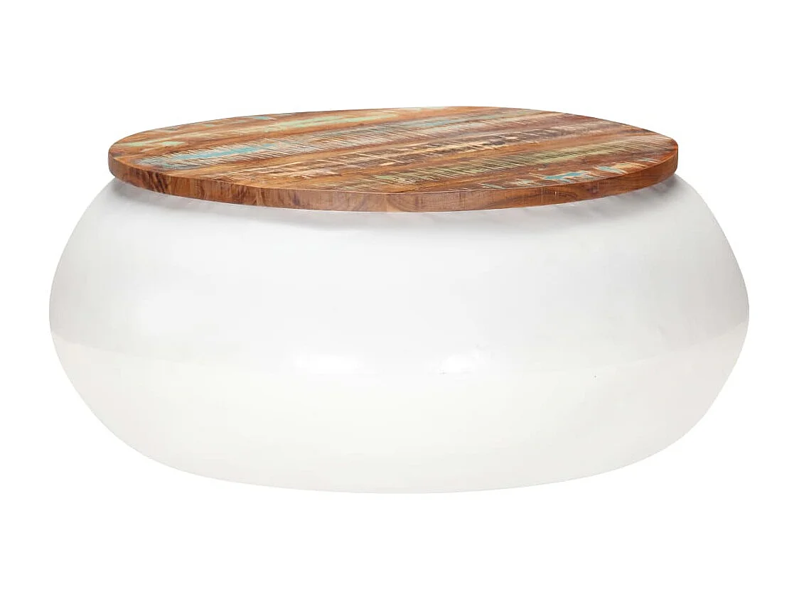 Table basse Blanc 68x68x30 cm Bois de récupération solide